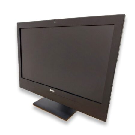 Black Dell computer monitor on a stand, angled view, against a white background.